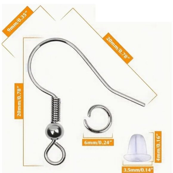 Earring Kit with Hypoallergenic Earring Hooks, Jump Rings & Clear Rubber Backs - Picture 2 of 2